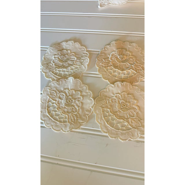 Textile Vintage Maderia Ecru Table Setting 4 Placemats, Napkins and Coasters- 12 Pieces For Sale - Image 7 of 10
