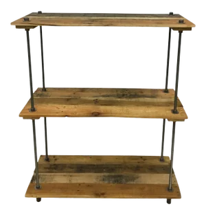Adjustable Height Industrial Style 3-Shelf Pallet Wood Bookcase