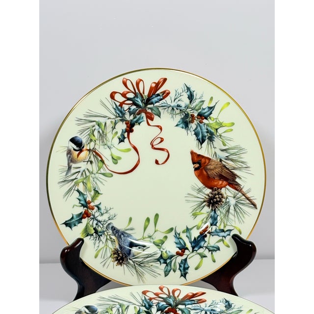 Ceramic 1990s Lenox “ Winter Greetings” Side Plates ~ Set of 6 For Sale - Image 7 of 9