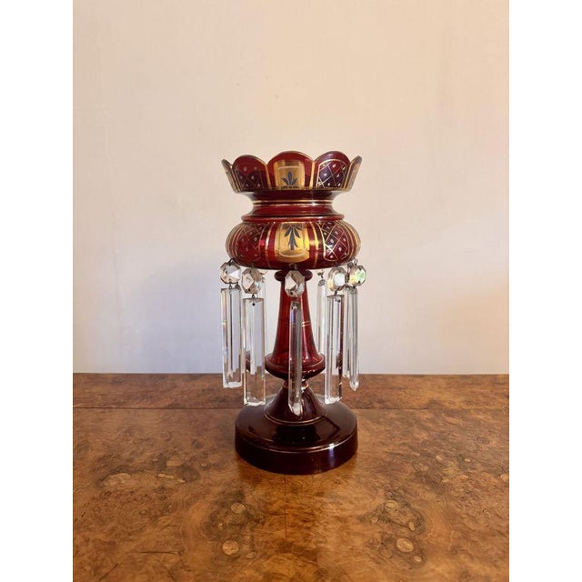 Mid 19th Century Large Antique Victorian Ruby Glass Lustre, 1860s For Sale - Image 5 of 7