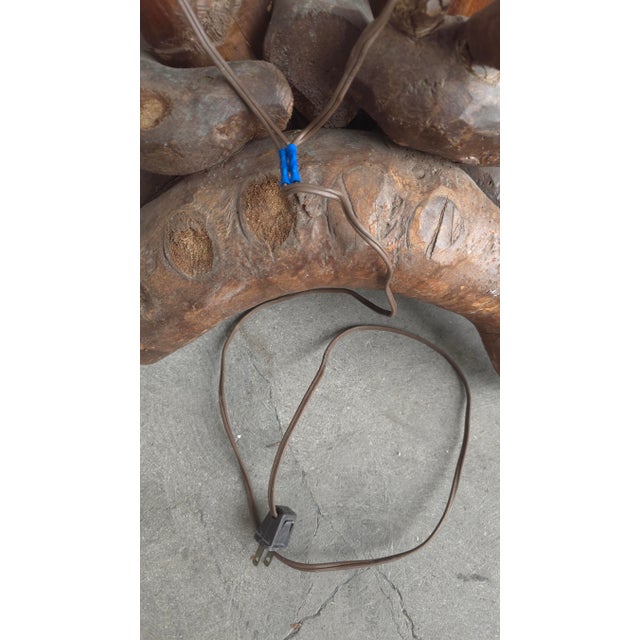 Brown 1950s Large Scale Bamboo Floor Lamp For Sale - Image 8 of 8