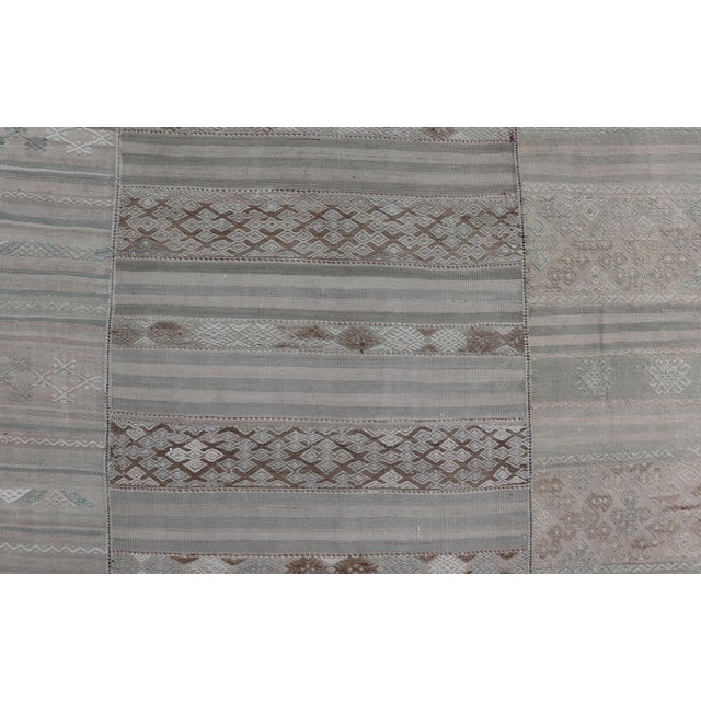 Textile Vintage Neutral Paneled Kilim Flat-Weave in Neutral Muted Tones For Sale - Image 7 of 13
