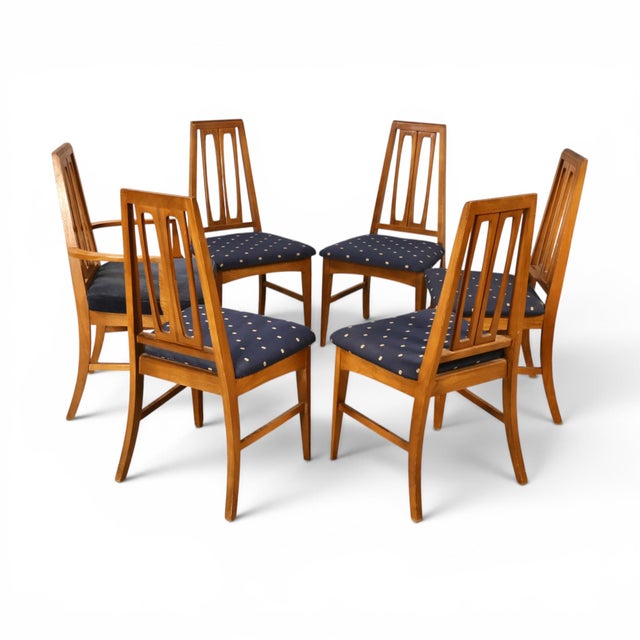 1960s Young Manufacturing Vintage Mid Century Modern Set of 6 Tapered Ladder Back Dining Chairs For Sale - Image 5 of 8
