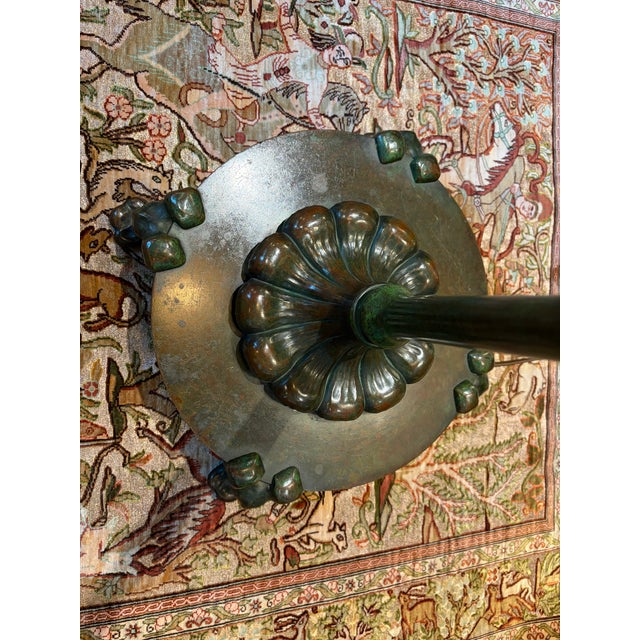 Metal 1910s Tiffany Studios New York Bronze Harp Floor Lamp For Sale - Image 7 of 12