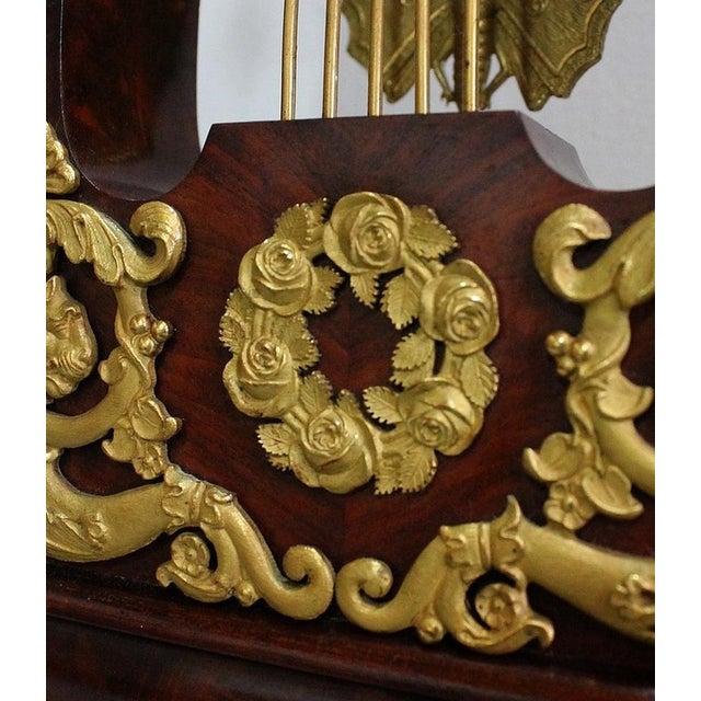 Empire Lyre Pendulum in Mahogany and Gilded Bronze For Sale - Image 15 of 18