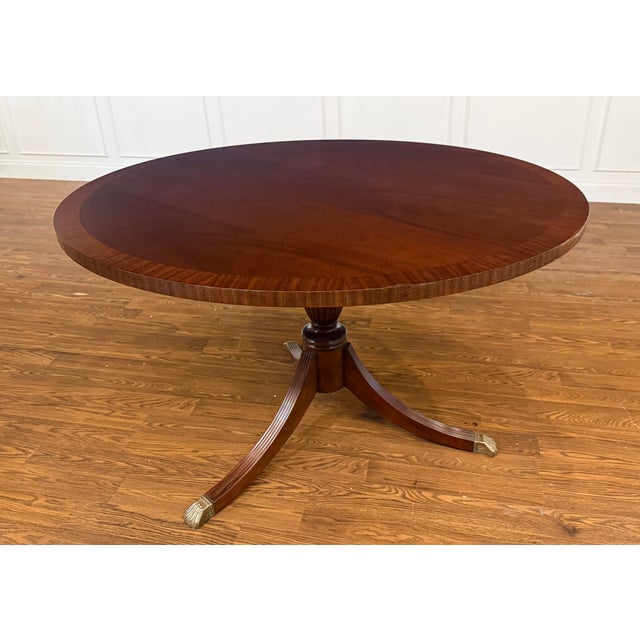 2020s 48” Round Mahogany Accent Foyer Table by Leighton Hall - Showroom Sample For Sale - Image 5 of 15