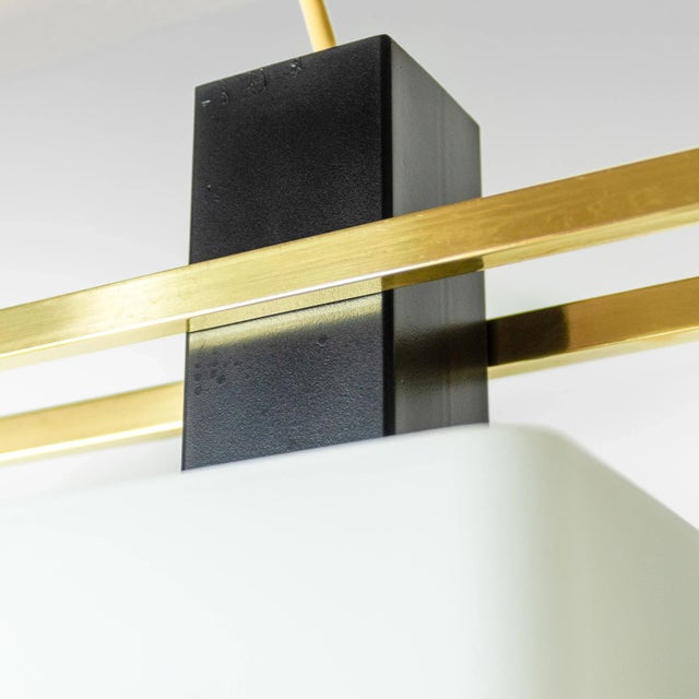 1960s Italian Ceiling Pendant with Opaline Glass Shades and Brass Details from Stilnovo, 1960s For Sale - Image 5 of 11