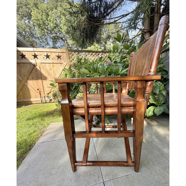 Campaign-Style Leather Armchair With Brass Accents by Thomasville Earnest Hemingway Collection For Sale In New York - Image 6 of 13