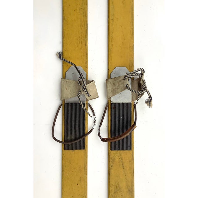 Vintage Yellow Child's Skis, Pr For Sale - Image 4 of 5