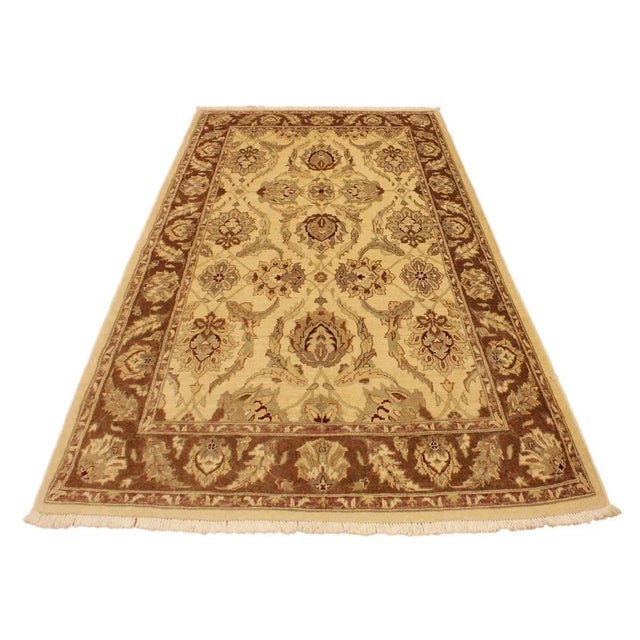 1990s Rustic Kafkaz Ivory/Brown Hand-Knotted Rug - 5'0 X 7'0 For Sale - Image 4 of 8