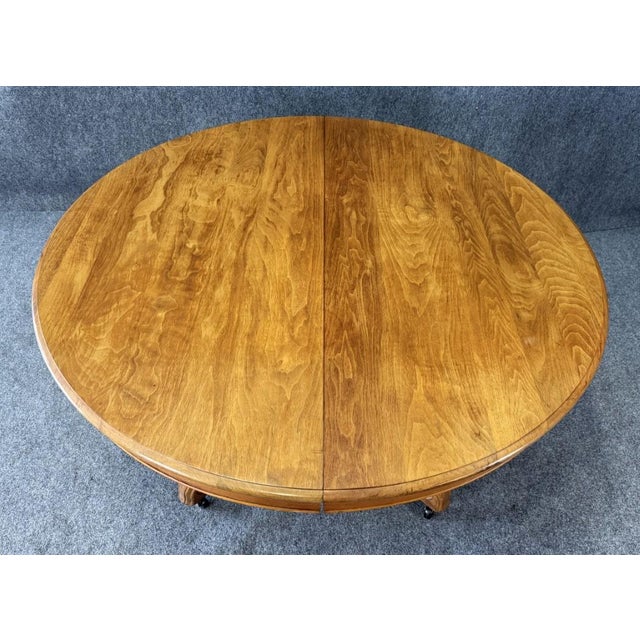 C1890 Solid Cherry Round Pedestal Dining Table With Two Leaves For Sale - Image 4 of 15