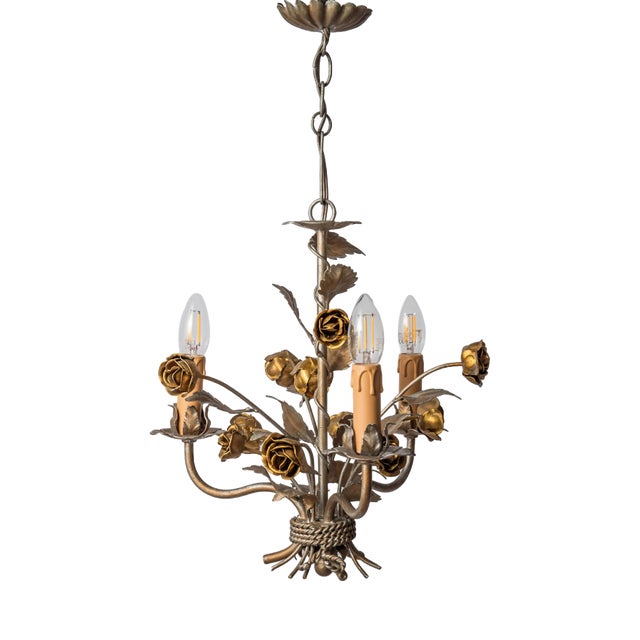 Vintage Florentine Flower Chandelier For Sale