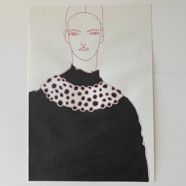 Signed original fashion illustration in thin metal black frame with glass. Frida Wanneberger is a full time artist from...
