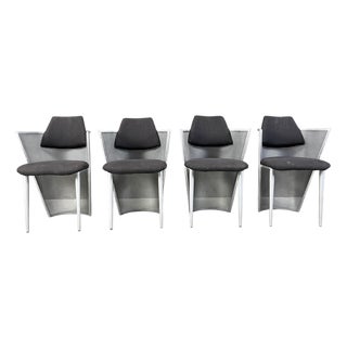 Postmodern Metal Dining Chairs, 1980s, Set of 4 For Sale