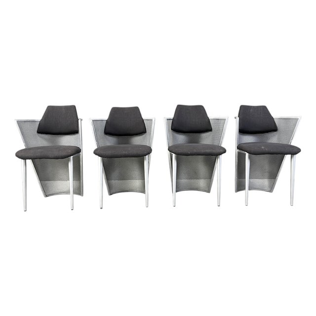 Postmodern Metal Dining Chairs, 1980s, Set of 4 For Sale