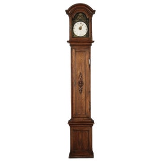Large Antique Baroque Grandfather Clock in Oak, 1750 For Sale