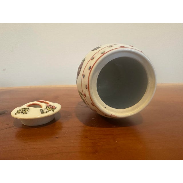 Asian Vintage Floral Porcelain Lidded Jar For Sale - Image 3 of 5