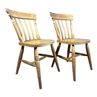 Vintage Beech Farmhouse Dining Chairs, 1950s, Set of 2 For Sale