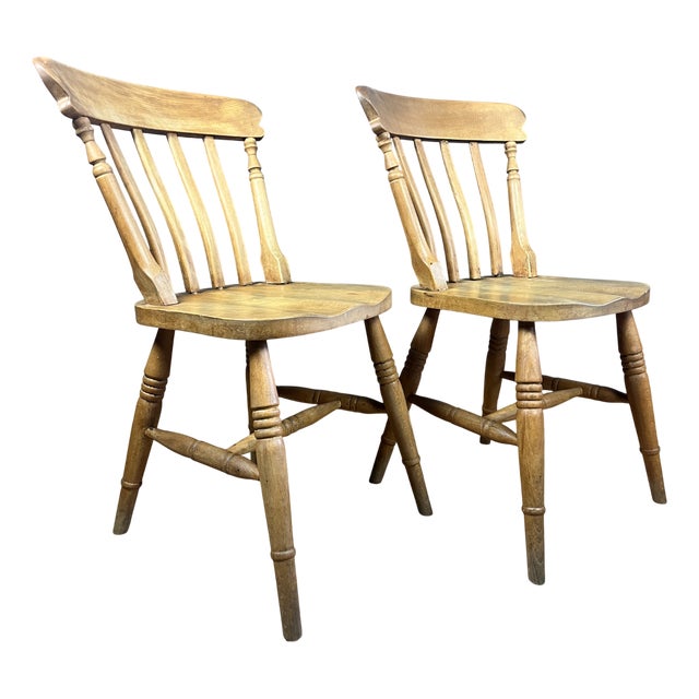 Vintage Beech Farmhouse Dining Chairs, 1950s, Set of 2 For Sale