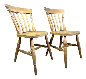 Vintage Beech Farmhouse Dining Chairs, 1950s, Set of 2