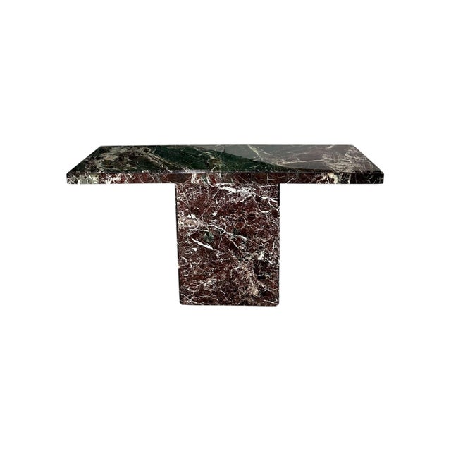Multi Colored Marble Console Table, Italy 1970s. Measures 29.5” tall 55.25” long 16” wide