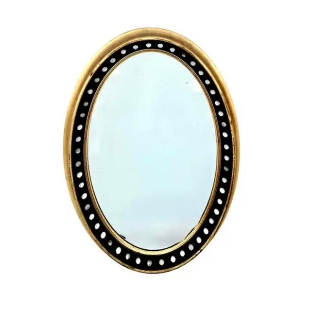 Irish Regency Style Oval Mirror With Parcel Gilt Frame and Glass Cabochons For Sale - Image 9 of 9