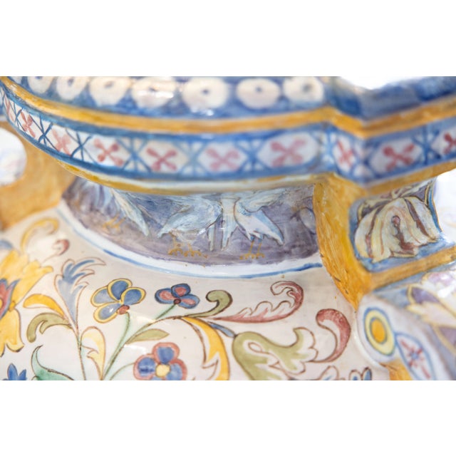19th Century Italian Majolica Jardiniere Planter on Pedestal Stand For Sale - Image 12 of 15