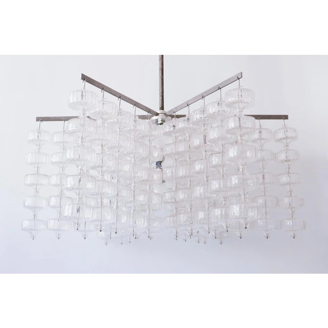 Large Mid-Century German Glass and Steel Chandelier by Aloys Ferdinand Gangkofner, 1960s For Sale - Image 10 of 18