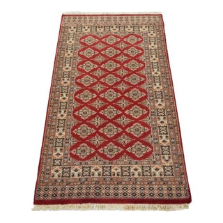 Bokhara Jaldar Rug 3′ X 5’3” Red Wool Tribal Hand-Knotted Oriental Carpet For Sale