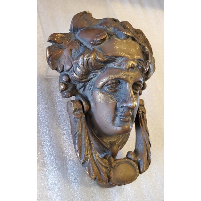 Victorian Late 19th Century Victorian Neoclassical Solid Bronze Door Knocker For Sale - Image 3 of 11