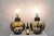Mid Century Modern Sunset Cosco Ram Brown Drip Glaze Pottery Table Lamps Pair (B) with Silver "Rams" - a Pair. Circa Mid...