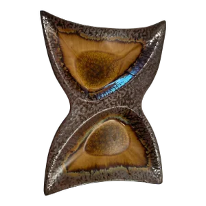 1970s Bombay Brown Owl Eye Lava Drip Centerpiece