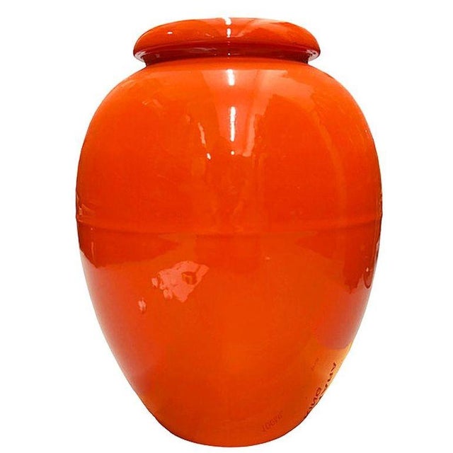 Orange Large 15" Orange California Pottery Vase Planter Oil Jar by Bauer Pottery, 1920 For Sale - Image 8 of 9