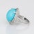 Mid 20th Century Egg Shell Blue Turquoise Diamond Ring Platinum Estate Large Cocktail Jewelry size 6 For Sale - Image 4 of 7