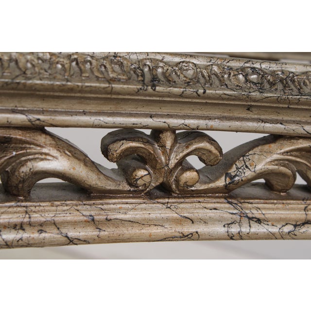 Vintage Silver Finish Glass Top Console Table For Sale - Image 9 of 18