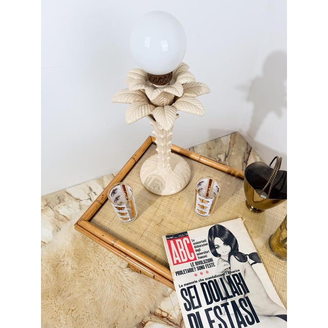 Italian Mid-Century Cane, Bamboo and Woven Rattan Tray Table with Glass Top, 1970s For Sale - Image 3 of 18