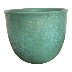 Mid-Century West German Turquoise Pottery Cache Pot Planter