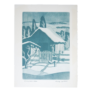 Mid 20th Century George Jo Mess Wishing Gate in Winter Print