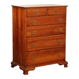 Stickley Chippendale Style Vintage Cherry Tall Chest of Drawers For Sale