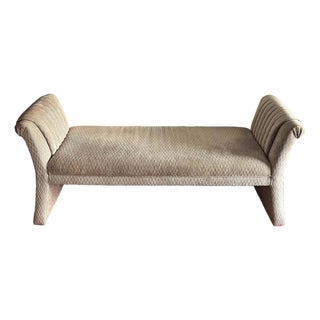 1980s Custom Upholstered Bench Scroll Arms For Sale