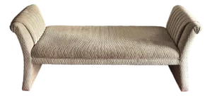 1980s Custom Upholstered Bench Scroll Arms