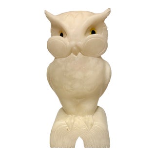 Mid-20th Century Modern Italian Alabaster Owl Figure For Sale