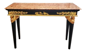 Vintage Italian Neoclassical Rococo Marble Top Console Table