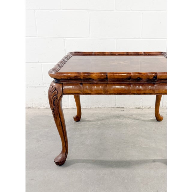 Mid 20th Century Mid 20th Century Neoclassical French Provincial Burlwood Walnut Scalloped End Tables - A Pair For Sale - Image 5 of 12