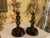 English English Victorian Oak & Brass Open Barley Twist Candlesticks Pair For Sale - Image 3 of 12