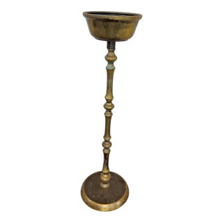 Antique Brass Floor Candle or Ashtray Stand For Sale
