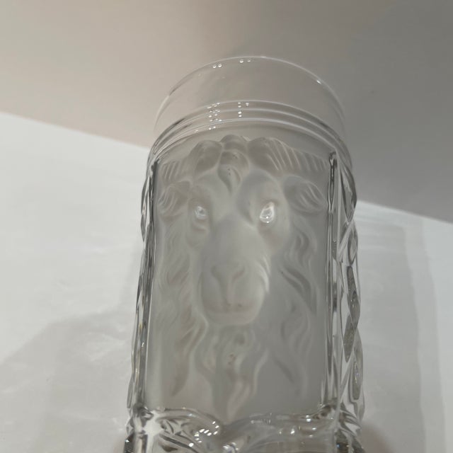 Transparent Vintage Glass Vase With Ram’s Head For Sale - Image 8 of 10