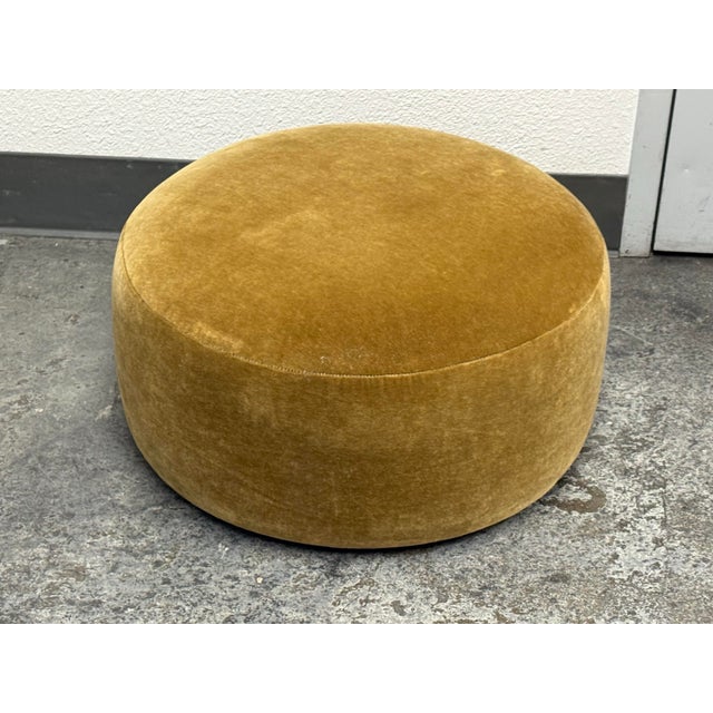 Design Plus Gallery presents a Bespoke Mohair Brown Sugar Ottoman. The ottoman has a rounded, low-profile form with...