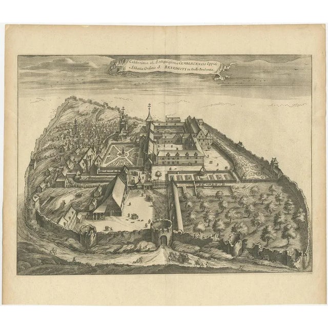 Sanderus, Illustration of the Benedictine Abbey of Gembloux, Belgium, 1660, Print For Sale - Image 3 of 5