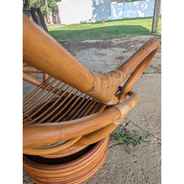Mid-Century Modern Organic Bentwood Rattan Swivel Tub Chair For Sale - Image 9 of 18